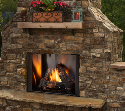 Majestic Courtyard 42" Vent Free Traditional Single-Sided Outdoor Fireplace with IntelliFire Ignition and Stainless Steel Interior, Natural Gas or Propane  (ODCOUG-42)
